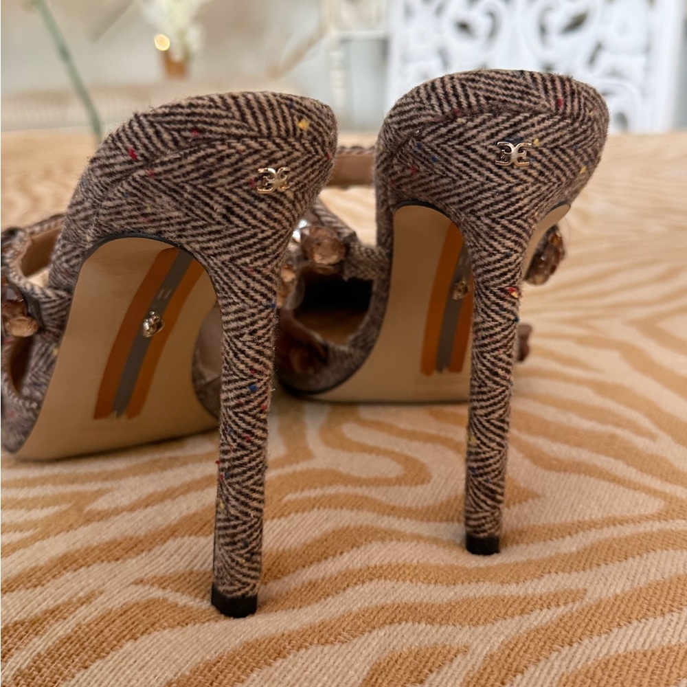 Elegant Brown Embellished Women's Heels mules unique shoes dress pumps - Picture 9 of 13